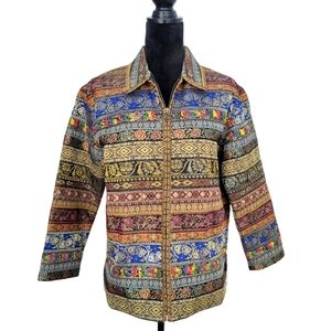 Vintage Chico's Blazer Tapesty Jacket - Zip Close